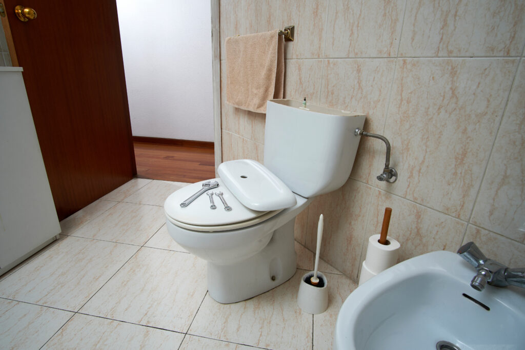 plumber s tools near toilet bowl in bathroom 2025 01 08 23 26 31 utc