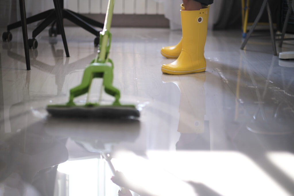 cleaning up after a burst pipe