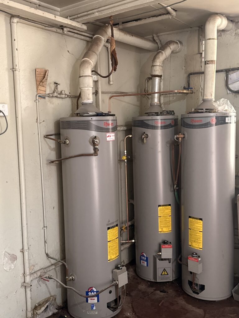 3 large hot waer heaters